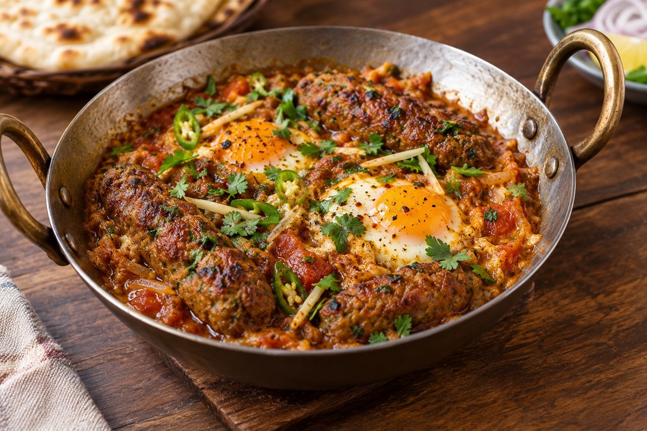 Egg Karahi with Kebab