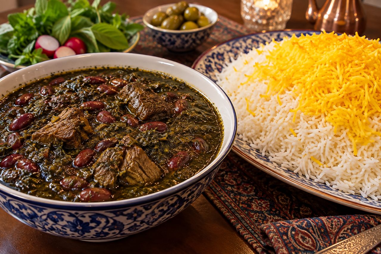 Ghormeh Sabzi with Rice