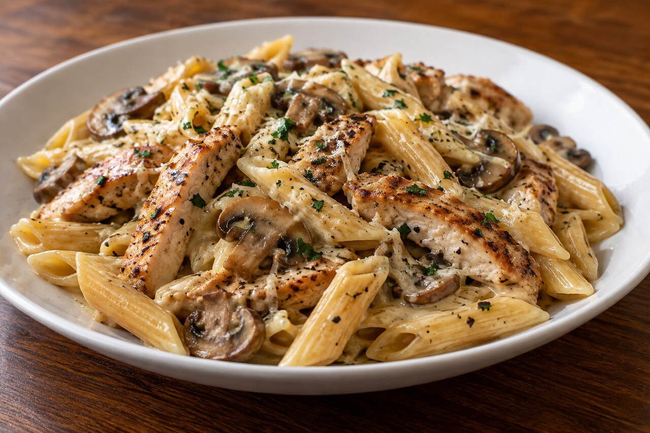 Garlic Chicken Mushroom Pasta