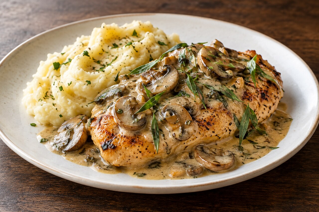 Mushroom Tarragon Chicken Steak